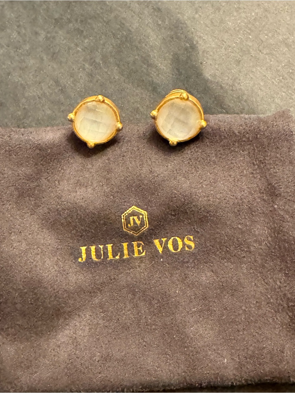 Julie Vos “Honey” Stud in Iridescent Clear Crystal- like new!